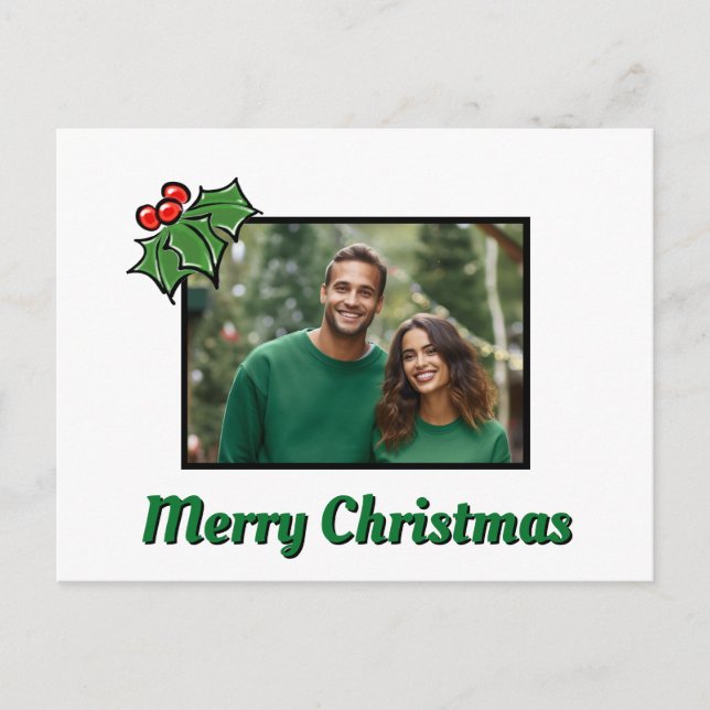 Modern Holly Leaves berries Christmas template (Front)