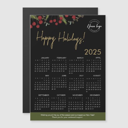 Modern Holly Pine wreath logo 2025 Calendar Custom