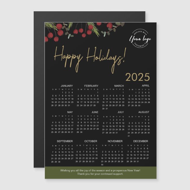 Modern Holly Pine wreath logo 2025 Calendar Custom (Front/Back)