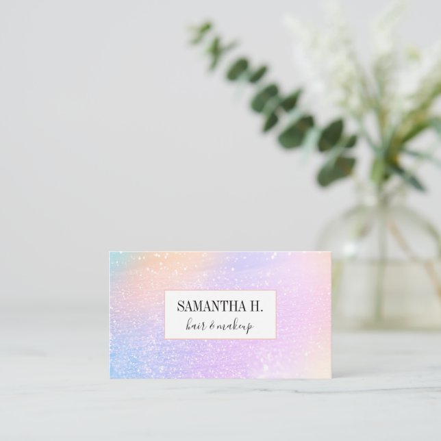 Modern Hologram Glitter Glam Business Card (Standing Front)