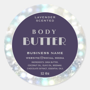 Modern holograph sparkle body butter label