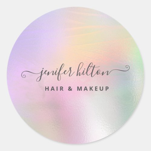 Modern holographic  abstract signature  classic round sticker