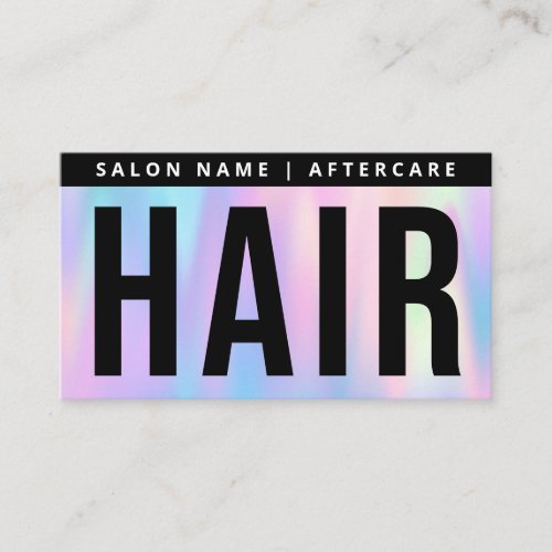 Modern Holographic Aftercare Hair Instructions  Business Card