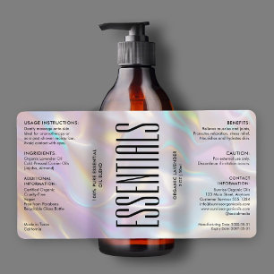 Modern Holographic Bath Body Beauty Ingredients Label