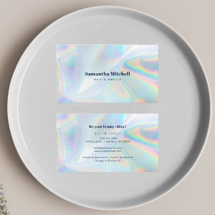 Modern Holographic Beautician Makeup Artist Business Card