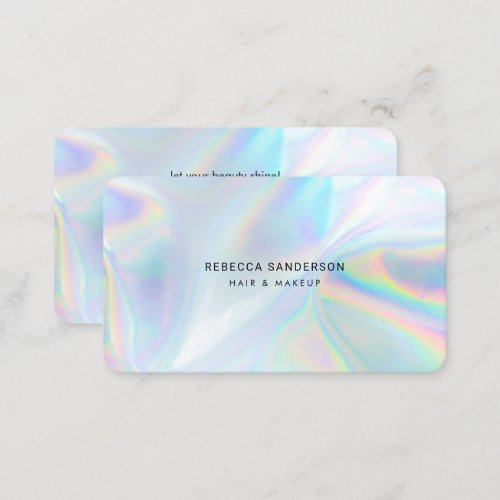Modern Holographic Beautician Makeup Stylish Business Card
