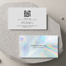 Modern Holographic Beautician Trendy Business Card