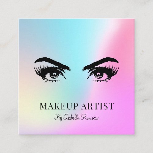 Modern Holographic Beauty Makeup Artist Square Business Card
