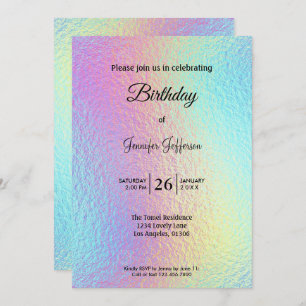 Modern holographic Birthday invitation