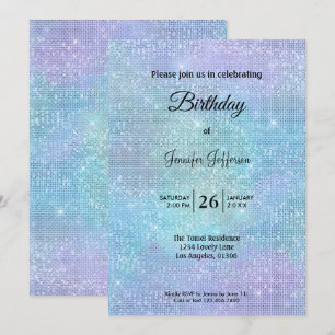 Modern holographic Birthday invitation