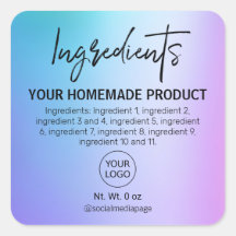 Modern Holographic Blue Ingredient Labels