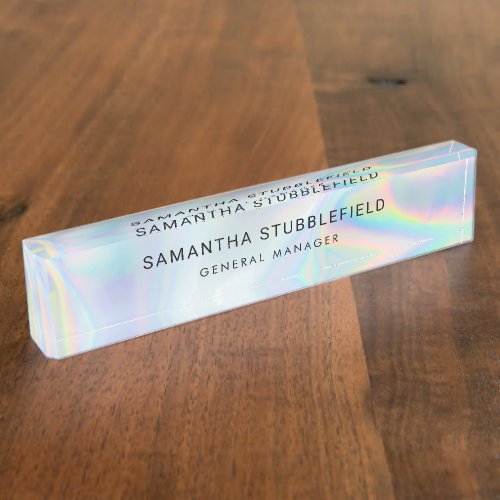 Modern Holographic Business Employees Desk Name Plate