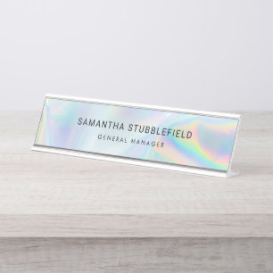 Modern Holographic Business Employees Desk Name Plate