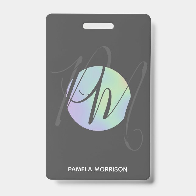 Modern Holographic Circle Monogram - Badge (Front)