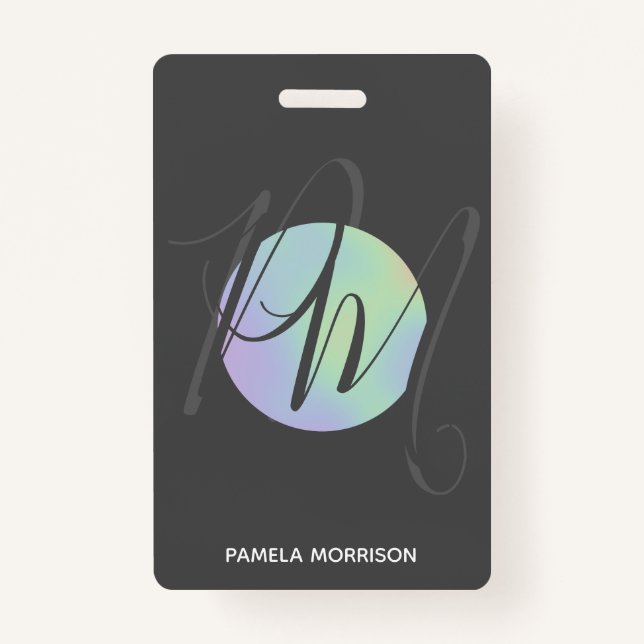 Modern Holographic Circle Monogram - Badge (Front)
