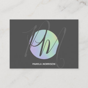Modern Holographic Circle Monogram - Business Card