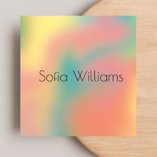  Modern Holographic Colorful Hair & Makeup Salon  Square Business Card