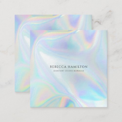 Modern Holographic Company Manager Square Business Card