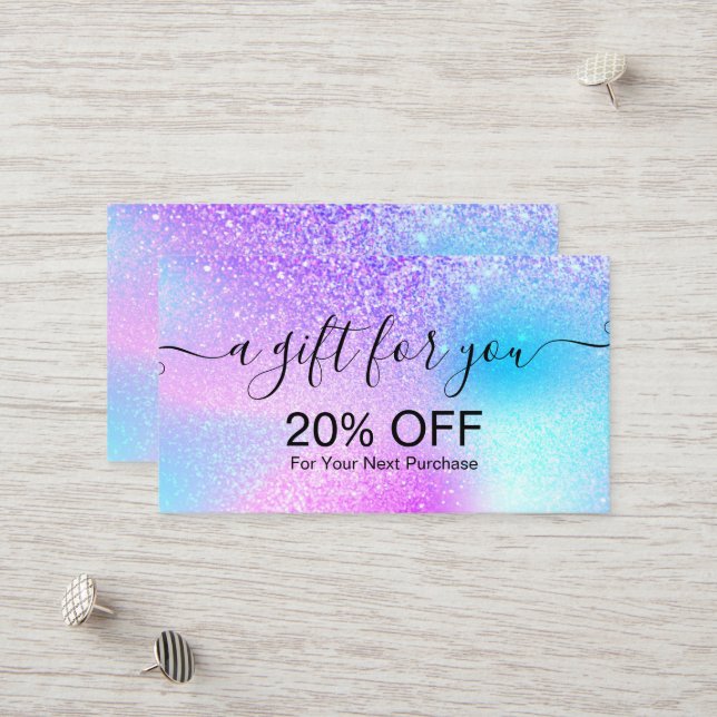 Modern Holographic Discount Card (Front/Back In Situ)