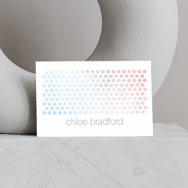 Modern Holographic Dot Pattern on White Business Card (Creator Uploaded)