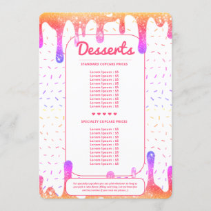 Modern Holographic Drip Baker Caterer Decorator Menu