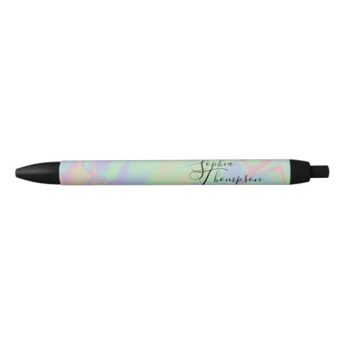Modern Holographic Effect Script Rainbow Pastel Bl Black Ink Pen