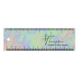 Modern Holographic Effect Script Rainbow Pastel Ruler