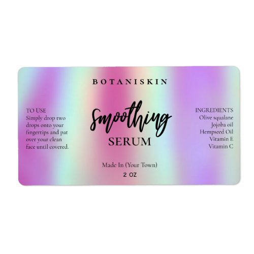 Modern Holographic Face Serum Labels