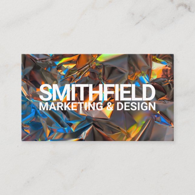 Modern Holographic Foil Trendy Business Card (Front)