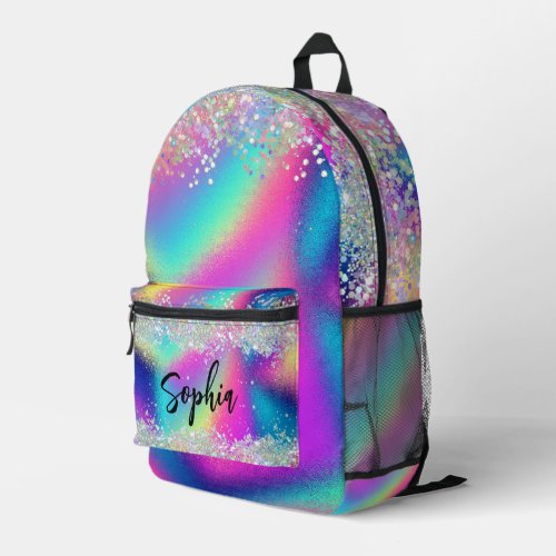 Modern Holographic Glitter Colorful Rainbow Trendy Printed Backpack
