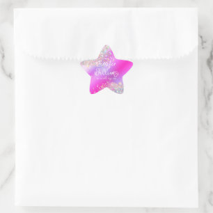 Modern Holographic Glitter Faux Foil Business Star Sticker