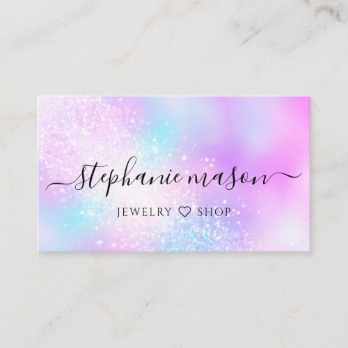 Modern Holographic Glitter Girly Business Card