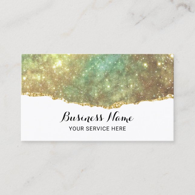 Modern Holographic Glitter Glam Gold Salon & Spa Business Card (Front)