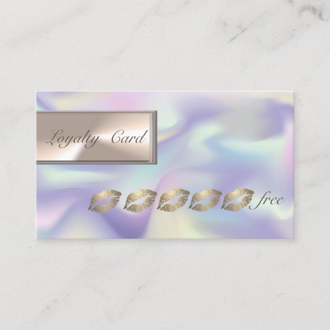 Modern Holographic,Glitter Lips Loyalty Card (Front)
