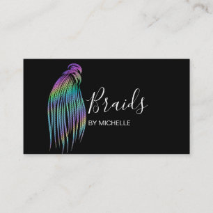 Modern Holographic Hair Braider, Braids, Braiding Business Card