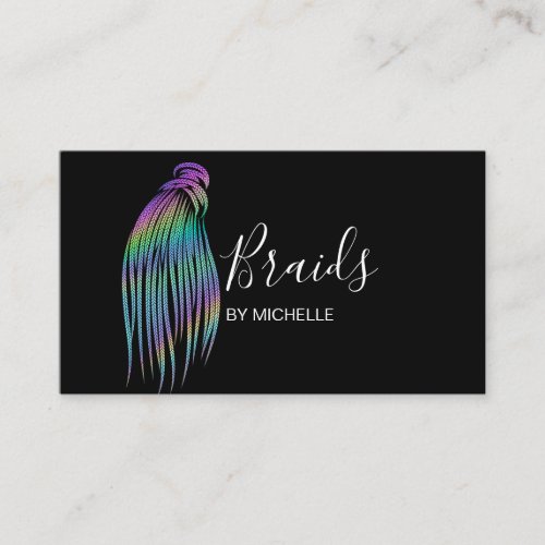 Modern Holographic Hair Braider Braids Braiding  Business Card