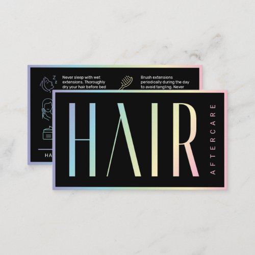 Modern Holographic Hair Extensions After Care Business Card