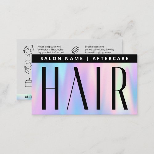 Modern Holographic Hair Extensions After Care Hair Business Card