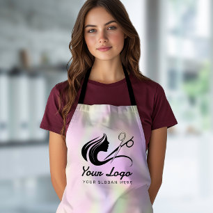 Modern Holographic Hairdresser Salon Logo Apron
