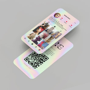 Modern Holographic Hairstylist Hair Instagram  Business Card