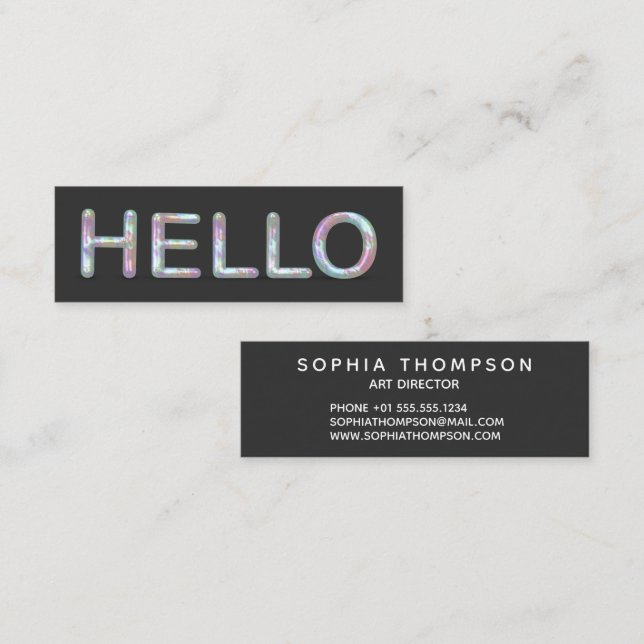 Modern Holographic Hello 3D Letters Business Card (Front/Back)