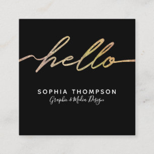 Modern Holographic Hello Script - Business Card