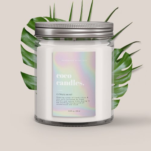 Modern Holographic_inspired Gradient Candle Label