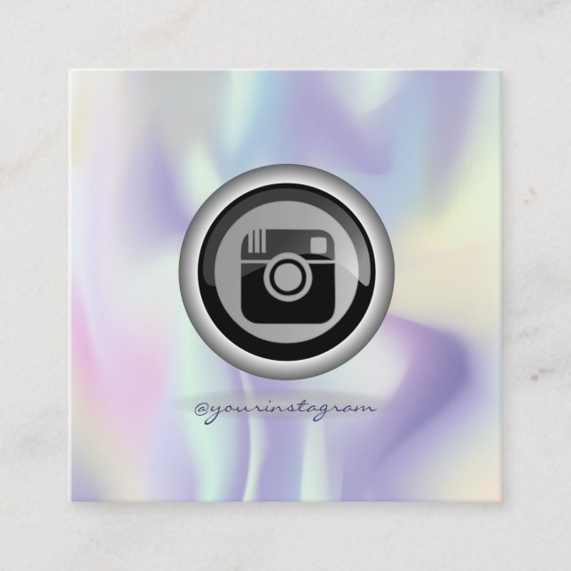Modern Holographic Instagram Social Media Square Business Card (Front)