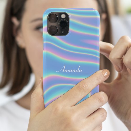 Modern Holographic Iridescent Personalized Name iPhone 11 Case
