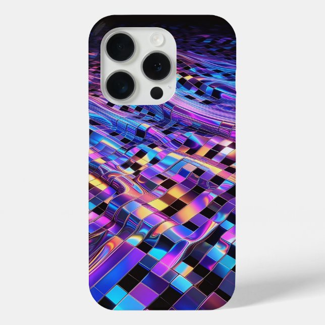 Modern Holographic Liquid Grid Phone Case vibrant (Back)
