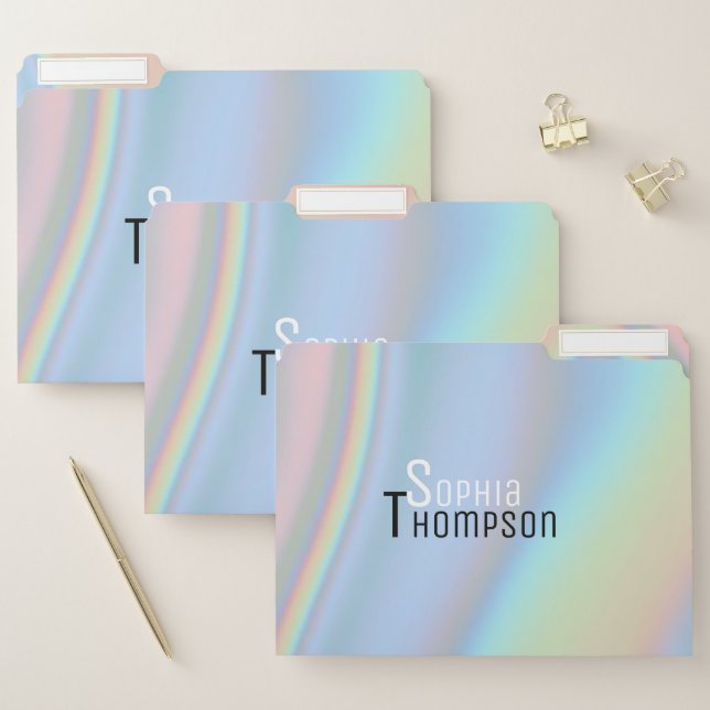Modern Holographic Liquid Marble File Folder (Set)