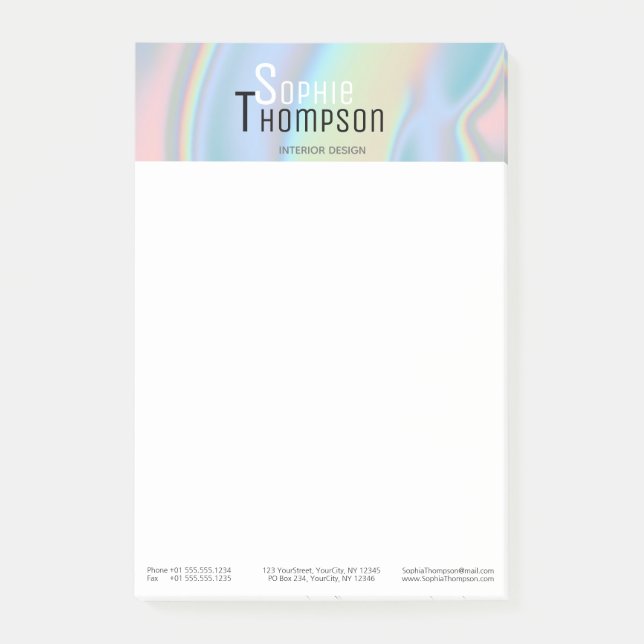 Modern Holographic Liquid Marble Post-it Notes (Front)