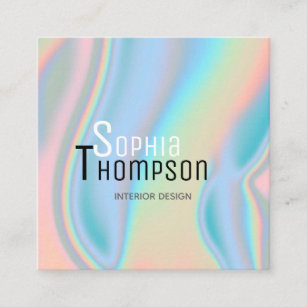 Modern Holographic Liquid Marble Square Business Card