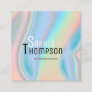 Modern Holographic Liquid Marble Square Business Card